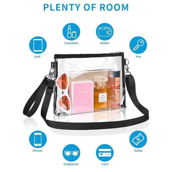 NEW Clear Purse Stadium Approved Clear Bag Removable Straps - Picture 3 of 7